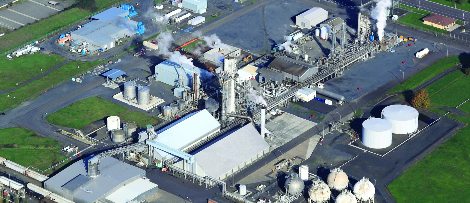 Chemical facility with advanced engineering systems and safety features.